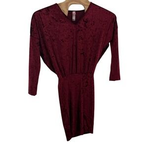 VTG Y2K American Twist Velvet Mini Dress Long Sleeve Bodycon Party S Made in USA